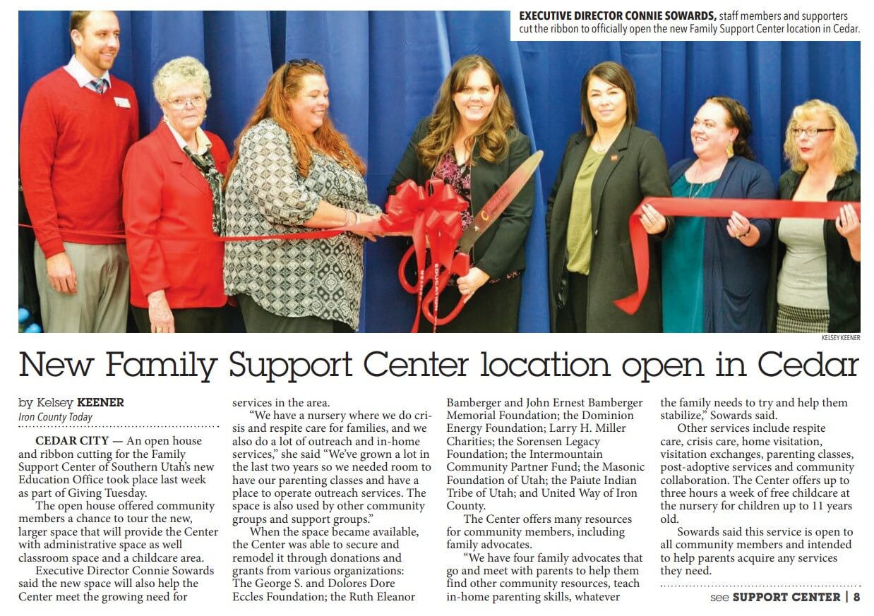red ribbon cutting ceremony in newspaper